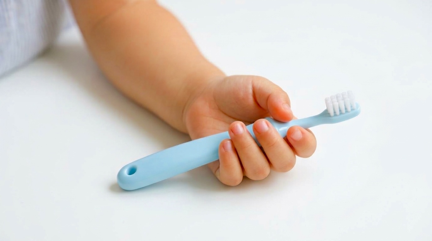ラピス歯ブラシを持つ子どもの手